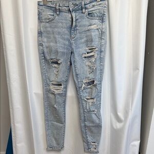 American Eagle Outfitters Light Blue Distressed Skinny Jeans